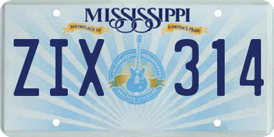MS license plate ZIX314