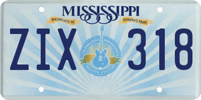 MS license plate ZIX318