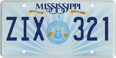 MS license plate ZIX321