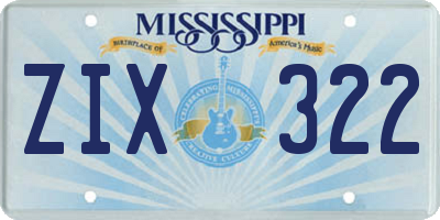MS license plate ZIX322