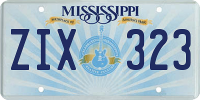 MS license plate ZIX323