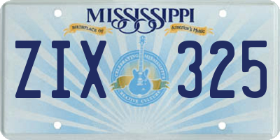 MS license plate ZIX325