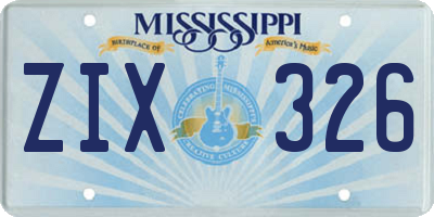 MS license plate ZIX326