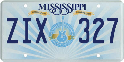 MS license plate ZIX327