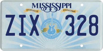 MS license plate ZIX328