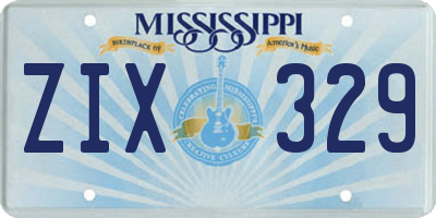 MS license plate ZIX329