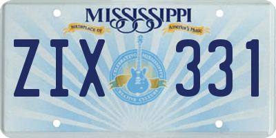 MS license plate ZIX331