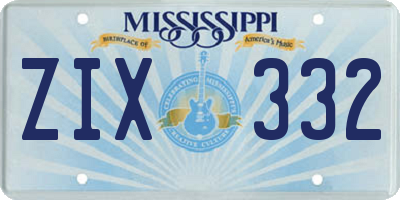 MS license plate ZIX332