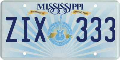 MS license plate ZIX333