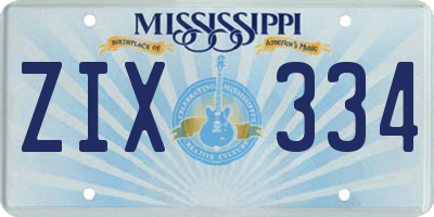 MS license plate ZIX334