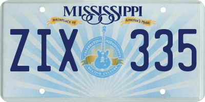MS license plate ZIX335
