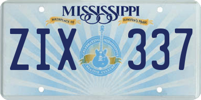 MS license plate ZIX337
