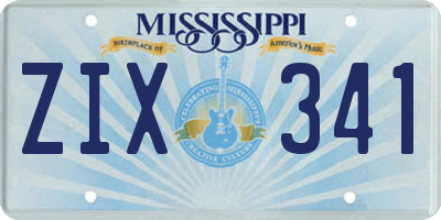 MS license plate ZIX341