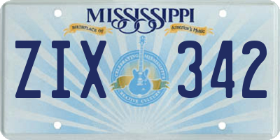 MS license plate ZIX342