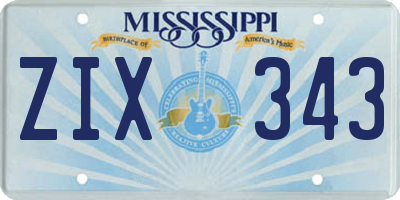 MS license plate ZIX343