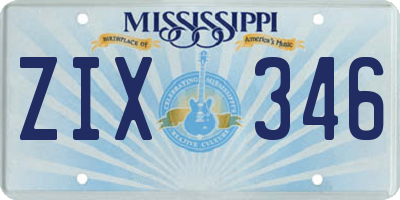 MS license plate ZIX346