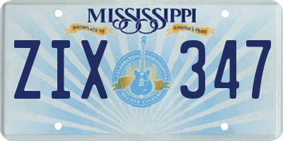 MS license plate ZIX347
