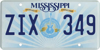 MS license plate ZIX349