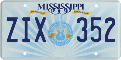 MS license plate ZIX352