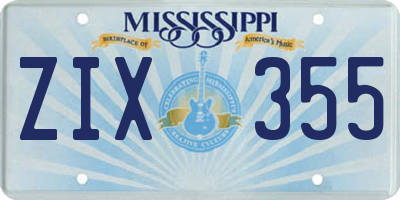 MS license plate ZIX355