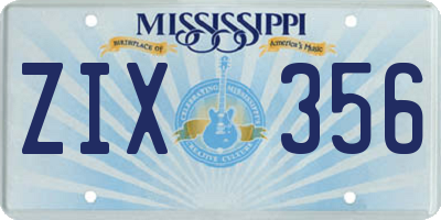 MS license plate ZIX356