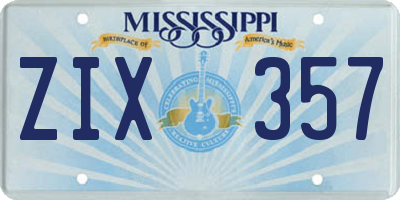 MS license plate ZIX357