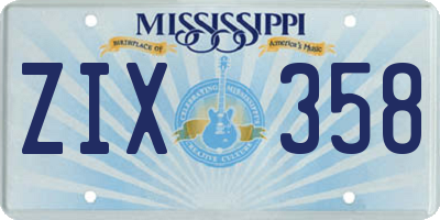 MS license plate ZIX358