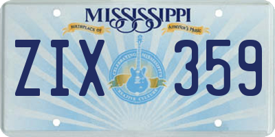 MS license plate ZIX359