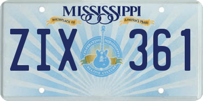 MS license plate ZIX361