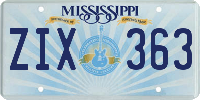 MS license plate ZIX363