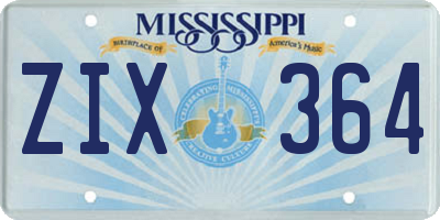 MS license plate ZIX364