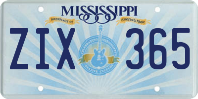 MS license plate ZIX365