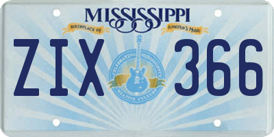 MS license plate ZIX366