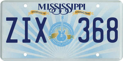 MS license plate ZIX368