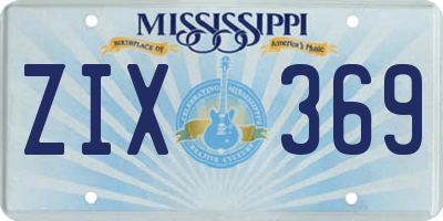 MS license plate ZIX369