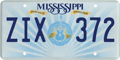 MS license plate ZIX372