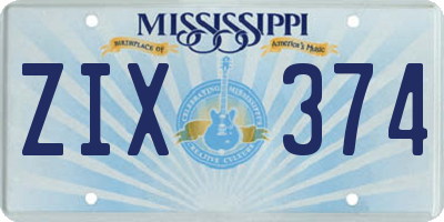 MS license plate ZIX374