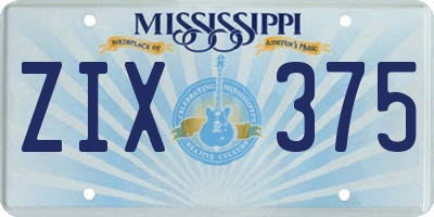 MS license plate ZIX375