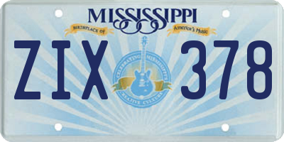 MS license plate ZIX378