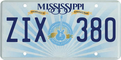 MS license plate ZIX380