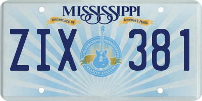 MS license plate ZIX381