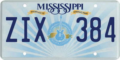 MS license plate ZIX384