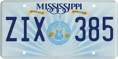 MS license plate ZIX385