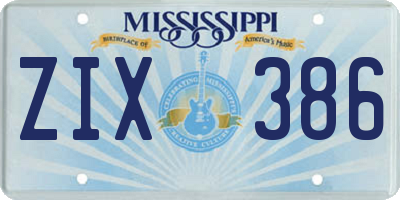 MS license plate ZIX386