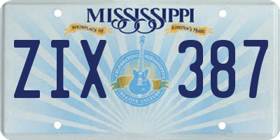 MS license plate ZIX387