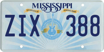 MS license plate ZIX388
