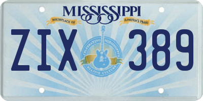 MS license plate ZIX389