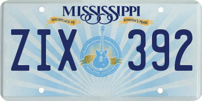 MS license plate ZIX392