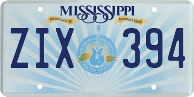 MS license plate ZIX394