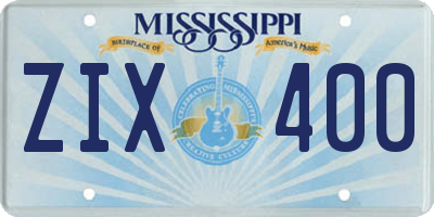 MS license plate ZIX400
